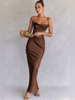 house of cb milena dark cherry corset maxi dress 'Milena' Dark Cherry Corset Maxi Dress